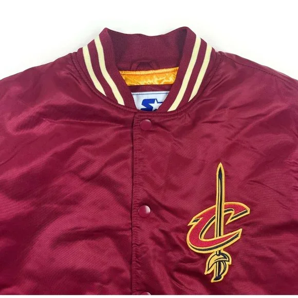 Cleveland Cavaliers Starter Mens 6XL Legacy Vintage Satin Bomber Varsity Jacket - Picture 2 of 12